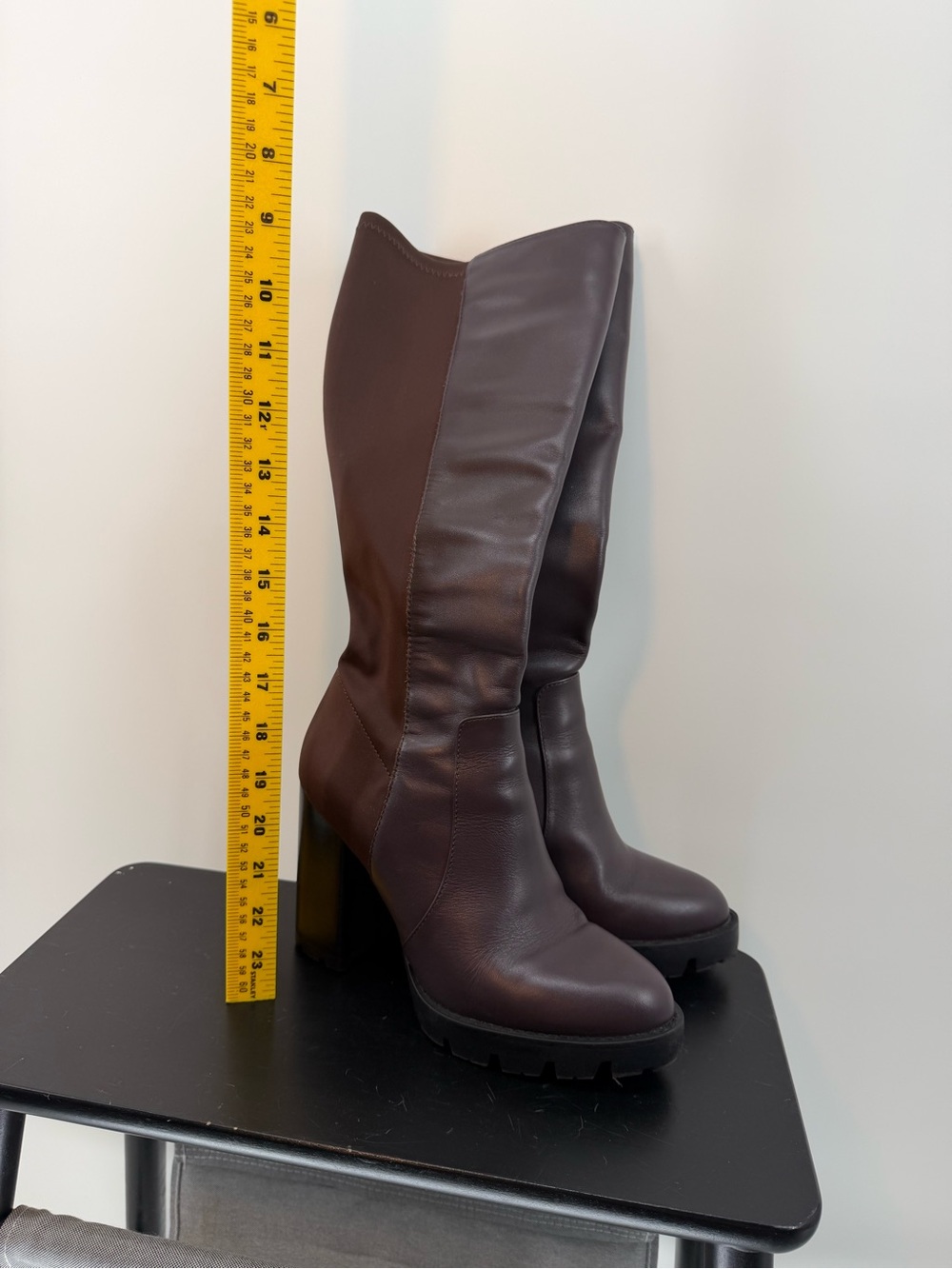 Charles David Chocolate Brown Knee-High Chunky Heel Boots